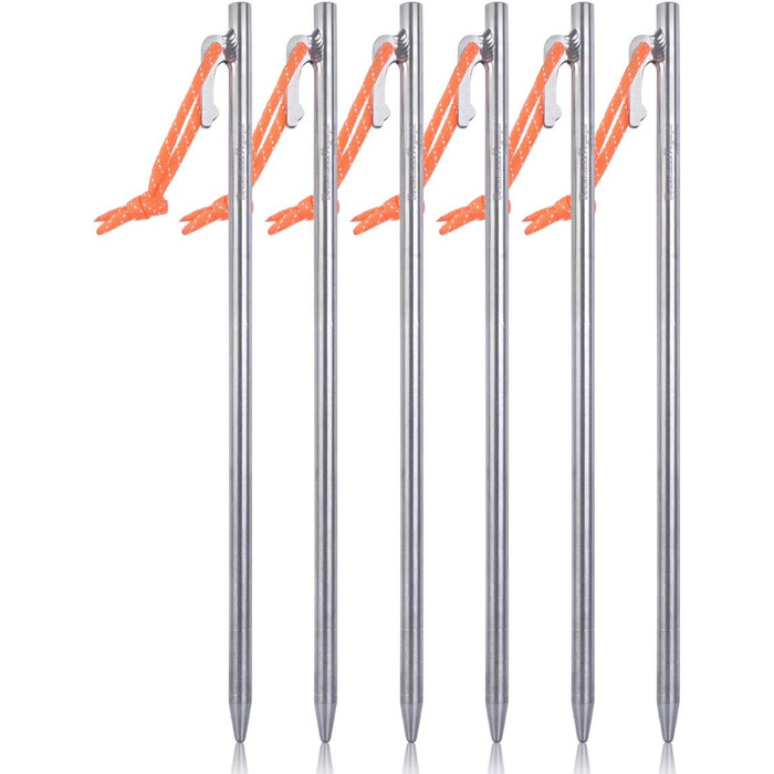 Безмежний Voyage 6 Pack Надміцні високоміцні кілочки для кемпінгових наметів з титанового сплаву для поїздок на свіжому повітрі, походів, садівництва (6 шт. (л))