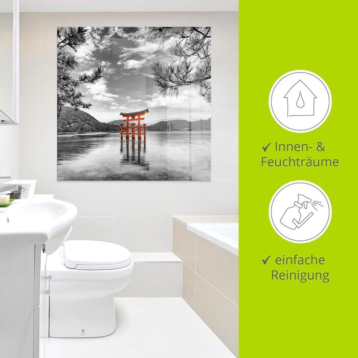 Настінний декор скляні картини настінна картина скляна картина цільна 40x40 см квадрат Тоскана Італія природа пейзаж сад троянди балкон вид літо T4QS (Vermillion Torii, 20 x 20 см)