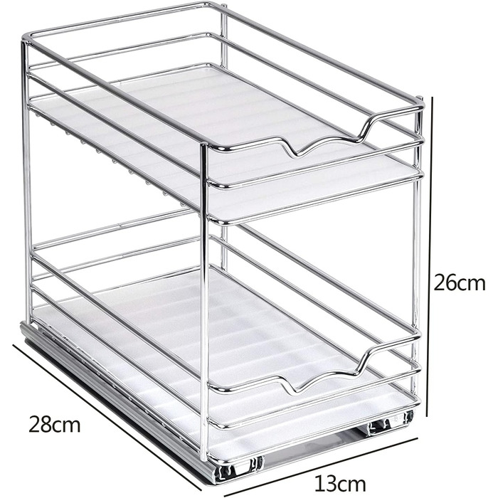 Висувна стійка для спецій дворівнева 28 x 13 x 26 см, срібляста Shunfaji