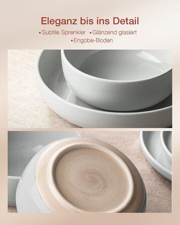 Набір посуду Richmount Nebula для 6 осіб, набір тарілок та мисок із 18 предметів, набір посуду з крапчастої кераміки, можна використовувати в мікрохвильовій печі та посудомийній машині, сервірування Nebula для 6 осіб (світло-сірий, сервірування Milkyway д