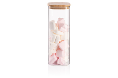 ARDESTO Midori Банка для хранения, 1000 мл, стекло, бамбук, квадратный, прозрачный