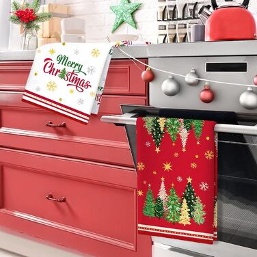 Набор из 2 рождественских кухонных полотенец 60 x 40 см Рождественские елки Arquiel