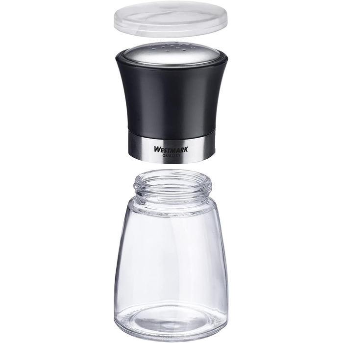 Дисплей Westmark, Вміст 6 дозаторів, Ємність 190 мл кожен, Скло/нержавіюча сталь/пластик, Прозорий/Чорний/Сріблястий, 63592611 (Шейкери для спецій, вишукані, , прозорі/чорні/сріблясті)