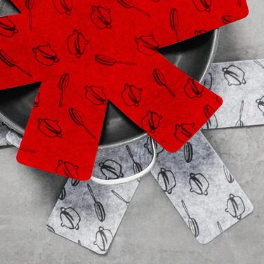 Набір з 9 фетрових підставок під гаряче 38 см, сірий/червоний/чорний Com-Four