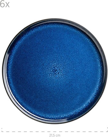 Сучасний набір посуду на 6 персон у захоплюючому вінтажному образі, сервіз для сніданку з 18 предметів з кераміки сірого та чорного кольорів, керамограніт (посуд для сніданку 18 шт., синій), 934020 Series Niara