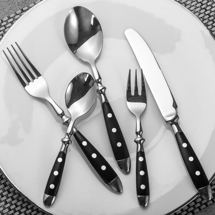 Набор столовых приборов на 6 персон, 30 предметов, черный Alata