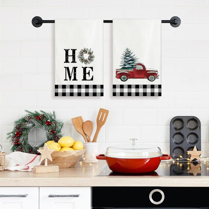 Набір з 2 різдвяних кухонних рушників 45 x 65 см, набір J Автомобіль Ohok
