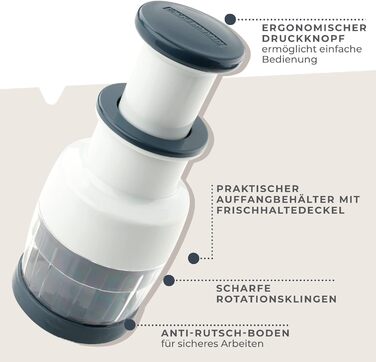 Измельчитель лука с прозрачным контейнером для сбора, надежной ручкой и нескользящими ножками Fackelmann
