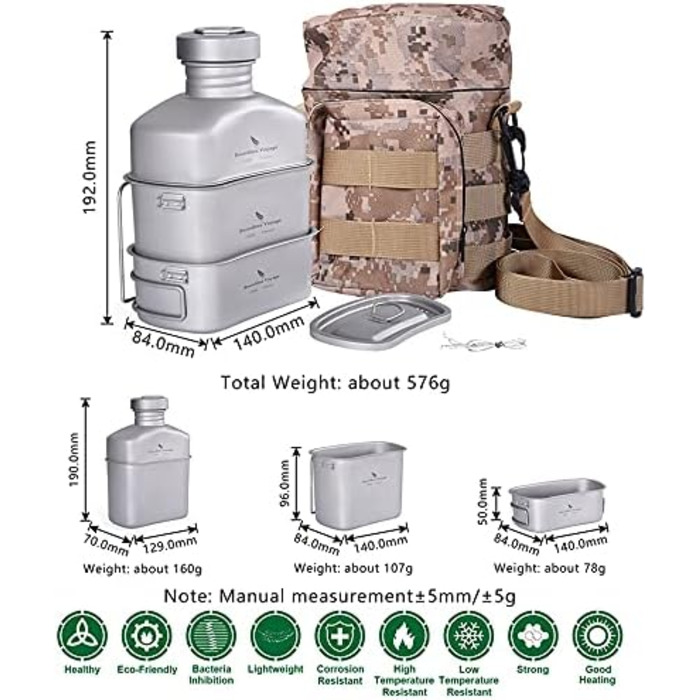 Надлегкий набір для приготування їжі 1100 мл. 750 мл. 400 мл. iBasingo