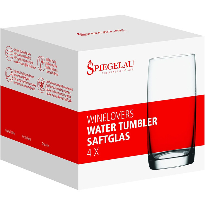 Набор из 4 бокалов для шампанского, хрустальный бокал, 190 мл, Winelovers, 4090187 (Бокалы для воды)