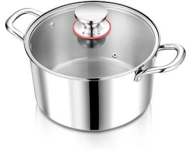 Каструля 3,3 л з нержавіючої сталі зі скляною кришкою 20 см Herogo