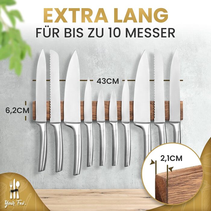 Брусок магнітний до 10 ножів дерев'яний  Your Fav.