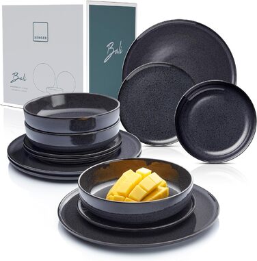 Набір тарілок на 4 персони, 12 предметів, темно-сірий Bali Sänger