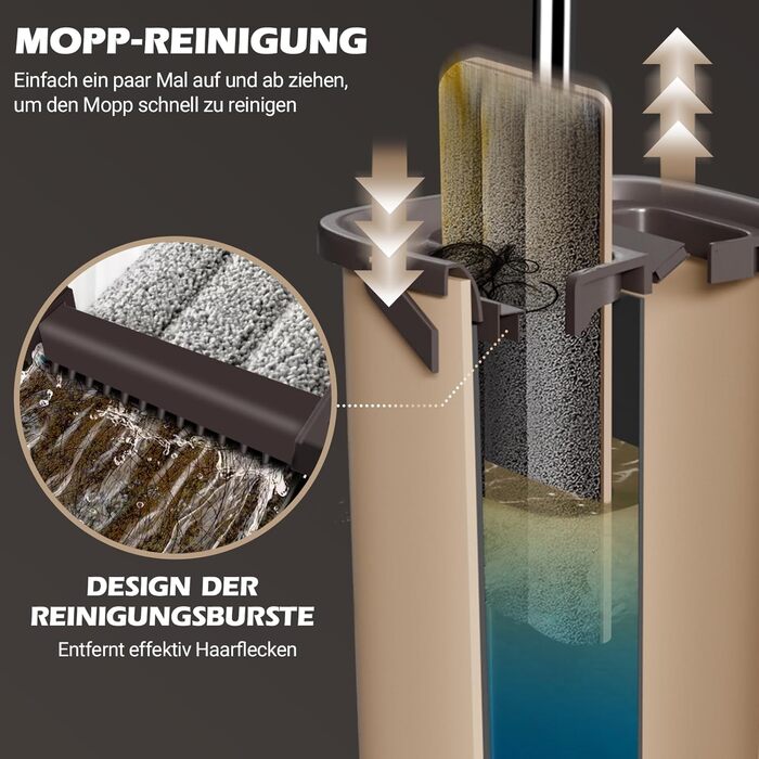 Набір швабри з відром 140 см коричневий MASTERTOP