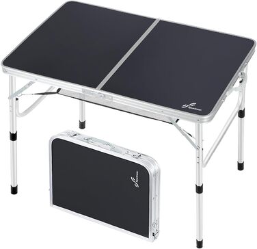 Складаний кемпінговий стіл з 2 рівнями висоти 90 х 60 см чорний Sportneer