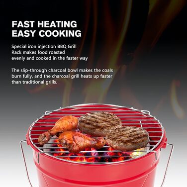 Круглий гриль для барбекю, червоний Uten