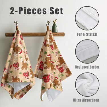 Набір з 2 кухонних рушників, Різдвяний пряник, 36,5 х 72 см Kwlegh