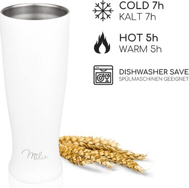 Термокухоль для пива з кришкою 500 мл білий Milu