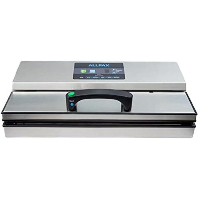 Вакуумний пакувальник Allpax P 355, пристрій для запаювання плівкою харчових продуктів та делікатних продуктів, вакуумний пакувальник для запаювання та приготування їжі методом су-від, включаючи адаптерний шланг та 100 вакуумних пакетів (вакуумний пакувал