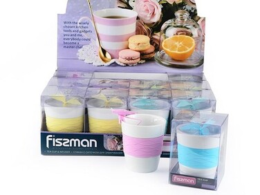 Стакан Fissman 280 мл с ситечком для заваривания чая БАБОЧКА (9320)