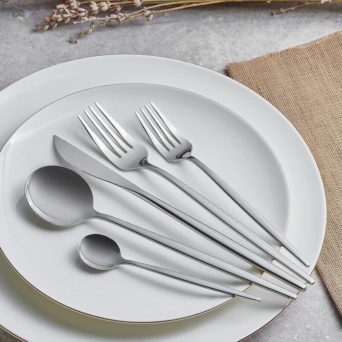 Набор столовых приборов из 30 предметов на 6 человек, сталь, обеденный нож из 6 предметов, 6 столовых ложек, обеденные вилки из 6 предметов, 6 десертных вилок, 6 чайных ложек, современный дизайн