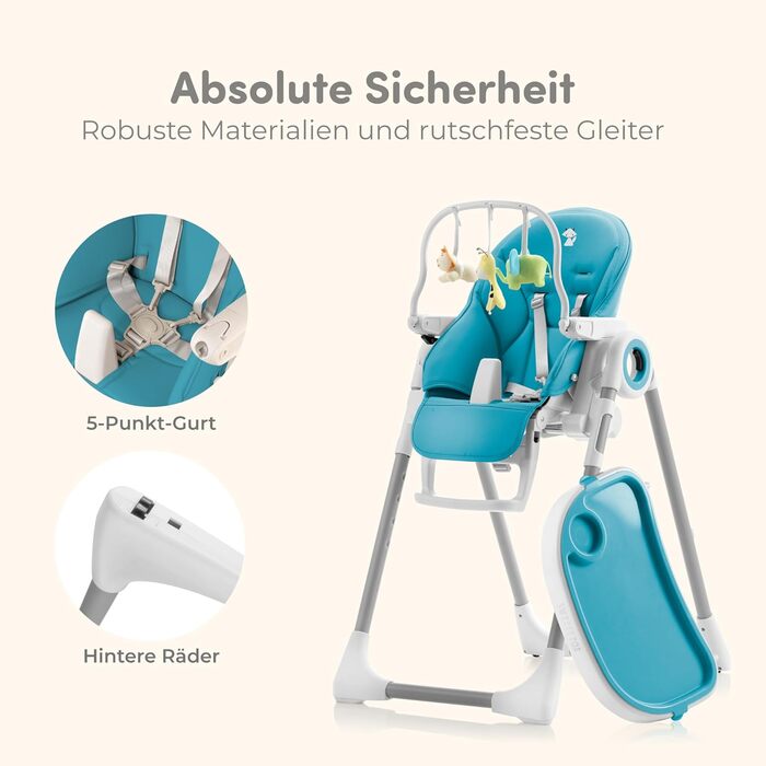 Дитячий стільчик для годування від 6 місяців синій Sweety Fox