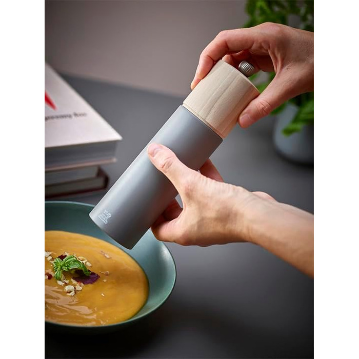 Млин для перцю Boreal, 21 см, класична обстановка, виготовлений з деревини бука, сертифікований PEFC, французьке виробництво, колір кам'яний сірий камінь сірий млин для перцю