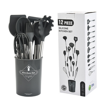 Силіконовий набір кухонного приладдя, 12 предметів, сірий D L D