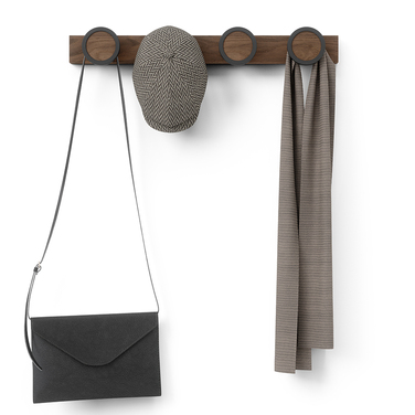 Вішалка настінна на 4 гачка темний горіх Hub Rail Umbra