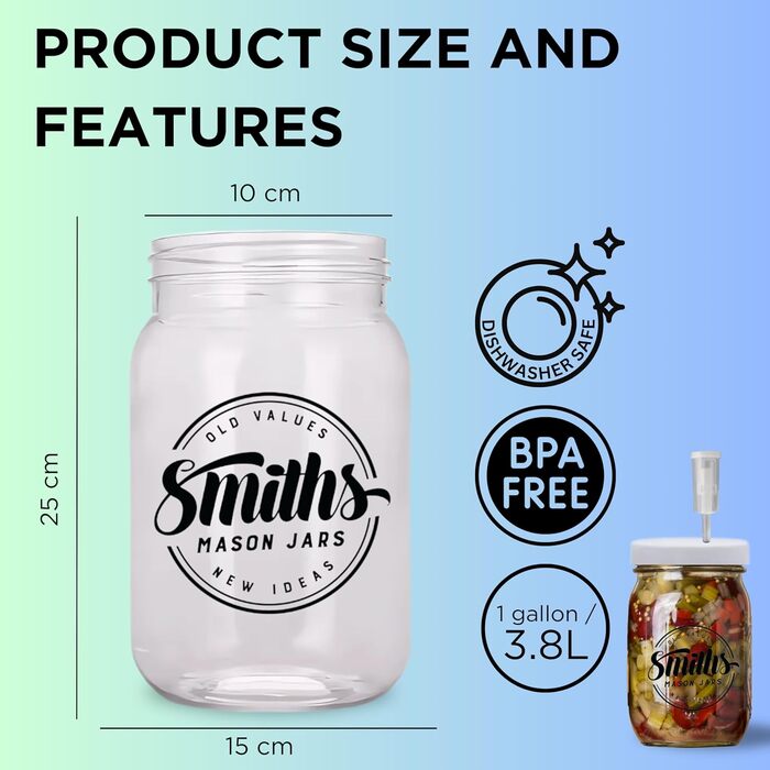 Банка для консервації з кришкою 3,8 л Smiths Mason Jars