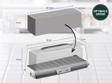 Коробка для транспортировки торта с крышкой, капюшоном и ручкой. Коробка для хранения, контейнер для торта, тарелка для торта, контейнер для торта, коробка для торта, тарелка для торта, начинка для торта, колокольчик для торта - (антрацит, прямоугольный)