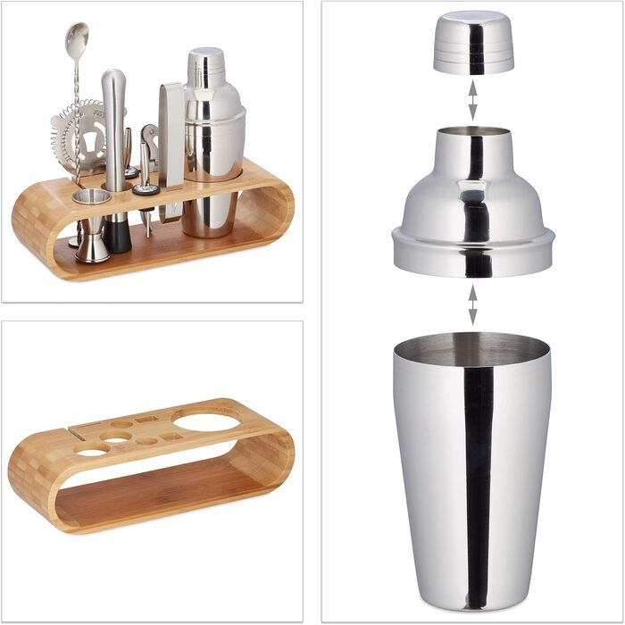 Барний набір для коктейлів, 10 предметів Relaxdays