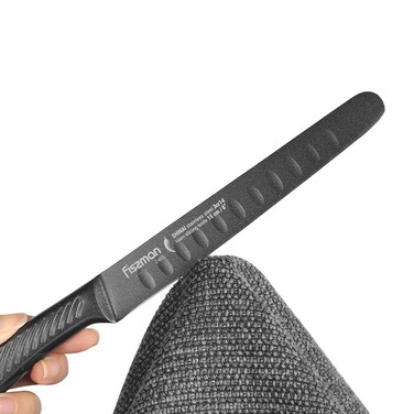 Нож для тонкої нарізки с виточками Fissman SHINAI graphite (2485)