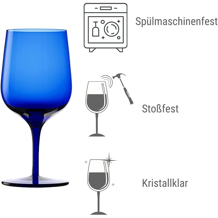 Коктейльні чаші Stlzle Lausitz Grandezza 240 мл / Набір з 6 келихів для мартіні/Келихи для аперитиву/Cosmopolitan Келихи для посудомийної машини безпечні та ударостійкі (склянки для води сині)