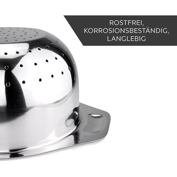 Кухонное сито HEYNNA из нержавеющей стали / капельное ситечко с ручками Ø 26 см, нержавеющая сталь подходит для посудомоечной машины / кухонное сито в качестве сита для макарон, сита для салатов, рисового сита / дуршлага нержавеющая сталь