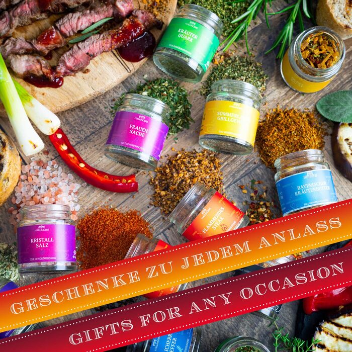 Класичний набір спецій Hallingers - Подарунковий набір спецій ручної роботи, 12 спецій з усього світу (Набір) - Літній подарунок та ідеальний подарунок для барбекю День народження, вітання, новоселення, річниця, вільний час Класичні спеції., 12 спецій (73