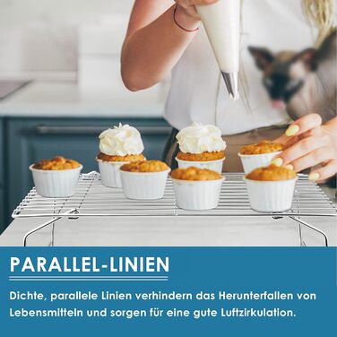 Охлаждающая решетка Herogo, 3-уровневый набор охлаждающих стоек из нержавеющей стали, прямоугольная решетка для охлаждения выпечки, идеально подходит для печенья, тортов, хлеба, 38x26 см, складная и штабелируемая, пригодная для мытья в посудомоечной машин