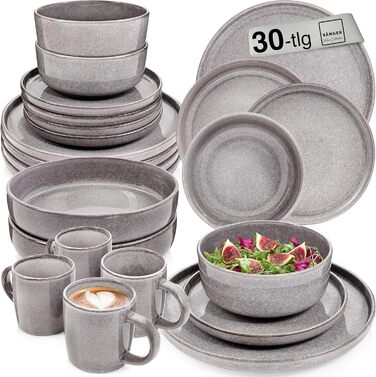 Набір посуду на 6 персон, 30 предметів, сірий Cairo Sänger