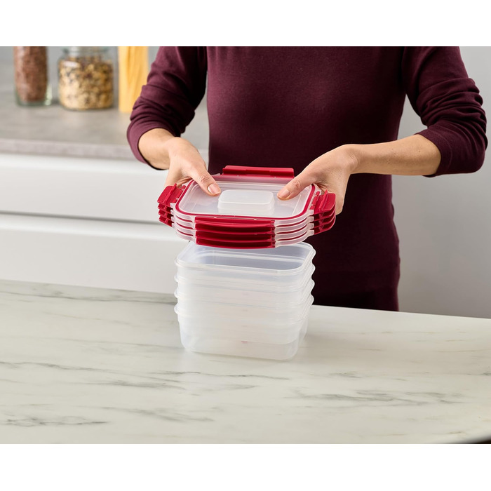 Набор пластиковых контейнеров прямоугольных 1,1 л с крышкой, 4 предмета, красный Joseph Joseph