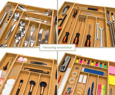 Органайзер для столових приборів розсувний 47 см, бамбук budu
