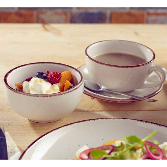 Пиала круглая 12,5 х 6,5 см, 500 мл, коричневый ободок, GenWare