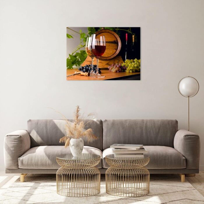 Настінні картини декор вітальні бочка з алкоголем пляшки з напоями картини на склі 120x80 см скляна картина спальня декор кухні настінне мистецтво друк мистецтва великий XXL настінна декорація картина зі скла сучасний GAA120x80-2238 (70Д x 50Ш см)