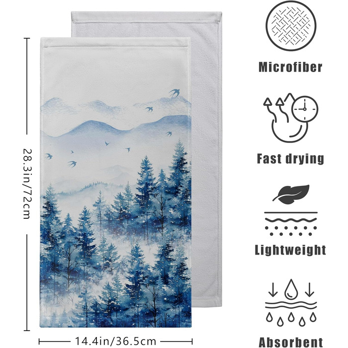 Різдвяні кухонні рушники Kwlegh, рушник для рук, різдвяна ялинка, цукерка-тростина, сніжинка, рушник для пальців, набір з 2 шт. , милий чоловічий банний рушник, високопоглинаючі рушники, 36 x (Сніжний ліс)