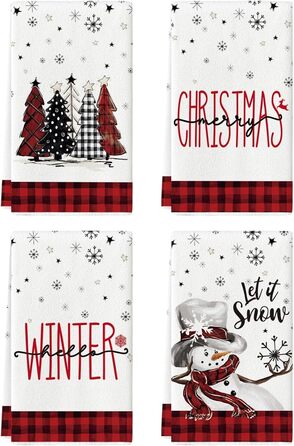 Набор из 4 рождественских кухонных полотенец 42 x 65 см, красный/белый Artoid Mode