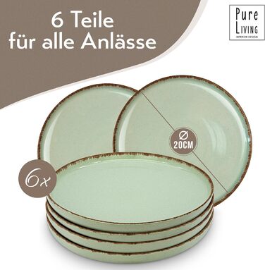 Набор посуды из керамогранита на 6 персон рустик 24 предм. - Набор посуды в деревенском стиле, можно мыть в посудомоечной машине - Набор мисок и тарелок - Посуда Pure Living (маленькие тарелки (6x), мятно-зеленая)