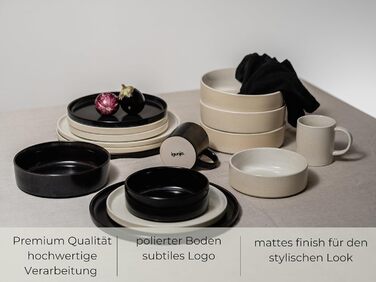 Набір керамічного посуду igunja, набір мисок та тарілок 12 предметів на 4 особи Високоякісний, 100 ручної роботи, набір посуду з реактивною глазур&39ю, зовні матовий, всередині глянцевий (бежевий, набір чашок)