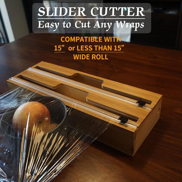 Диспенсер для рулонов фольги 38 см двойной, бамбук DOSYEN