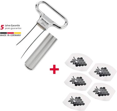 Штопор Westmark Blade / Clasp, вкл. открывалку для бутылок, литой под давлением цинк/сталь, Ah-So, серебристый, 6285556C (хромированный, декоратор и укупорка 5 винных наливов)