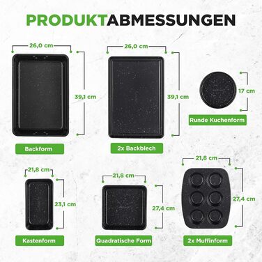 Набір форм для випічки NutriChef - Набір із 8 антипригарних форм для випічки - Без PFOA, PFOS, PTFE, придатний для використання в духовці до 232C - Кругла форма для випічки, форма для хліба, форма для мафінів та деко, придатний для миття в посудомийній ма