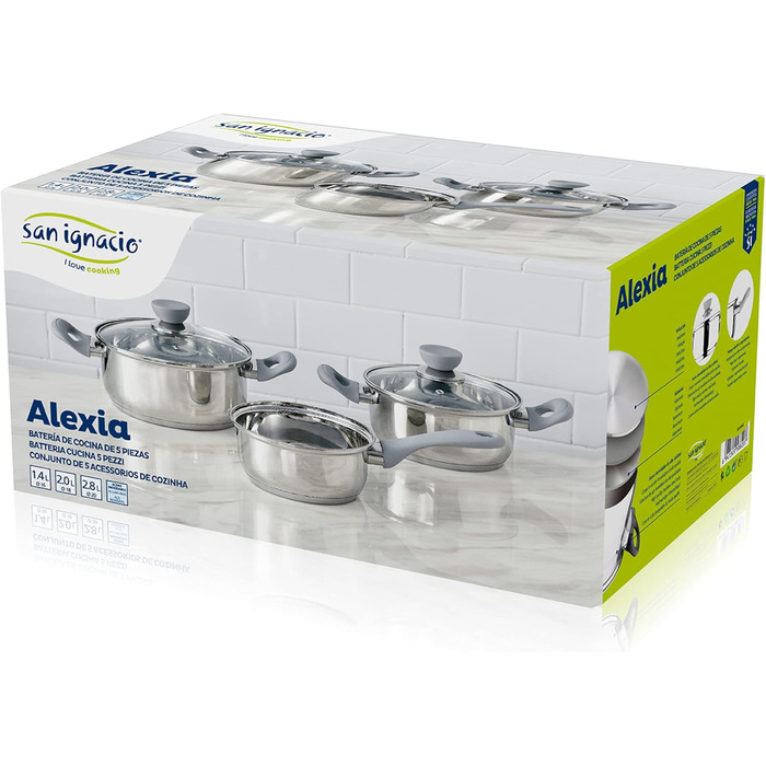 Набір каструль з нержавіючої сталі, 5 предметів Alexia San Ignacio